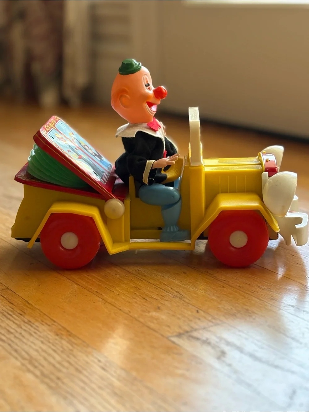 Vintage 1960’s ALPS Japan Clown Car Jumping Jeep Toy w/ Music